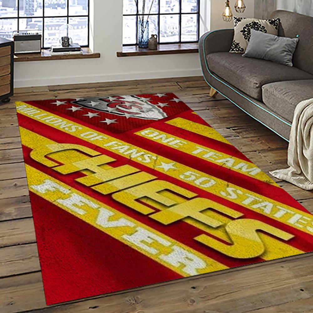 NFL Kansas City Chiefs Football Team Logo Sport Carpet Rectangle Area Rug For Living Room KCC28