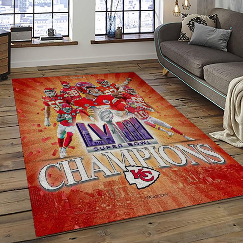NFL Kansas City Chiefs Football Team Logo Sport Carpet Rectangle Area Rug For Living Room KCC42