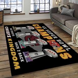 NFL Kansas City Chiefs Football Team Logo Sport Carpet Rectangle Area Rug For Living Room KCC43