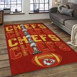 NFL Kansas City Chiefs Football Team Logo Sport Carpet Rectangle Area Rug For Living Room KCC44