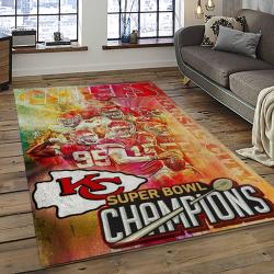 NFL Kansas City Chiefs Football Team Logo Sport Carpet Rectangle Area Rug For Living Room KCC46