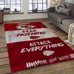 NFL Kansas City Chiefs Football Team Logo Sport Carpet Rectangle Area Rug For Living Room KCC48