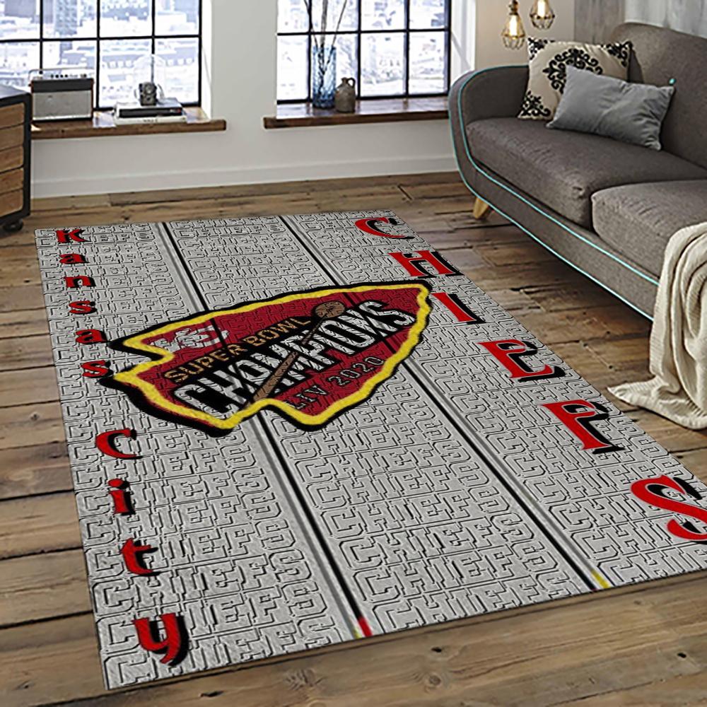 NFL Kansas City Chiefs Football Team Logo Sport Carpet Rectangle Area Rug For Living Room KCC50