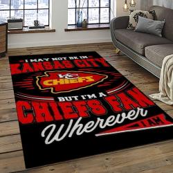 NFL Kansas City Chiefs Football Team Logo Sport Carpet Rectangle Area Rug For Living Room KCC61