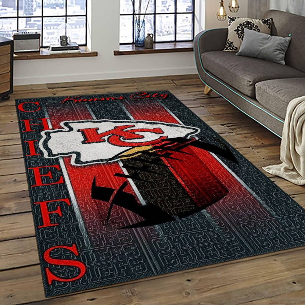 NFL Kansas City Chiefs Football Team Logo Sport Carpet Rectangle Area Rug For Living Room KCC70