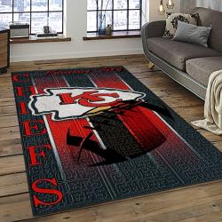 NFL Kansas City Chiefs Football Team Logo Sport Carpet Rectangle Area Rug For Living Room KCC70