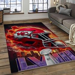 NFL Kansas City Chiefs Football Team Logo Sport Carpet Rectangle Area Rug For Living Room KCC75