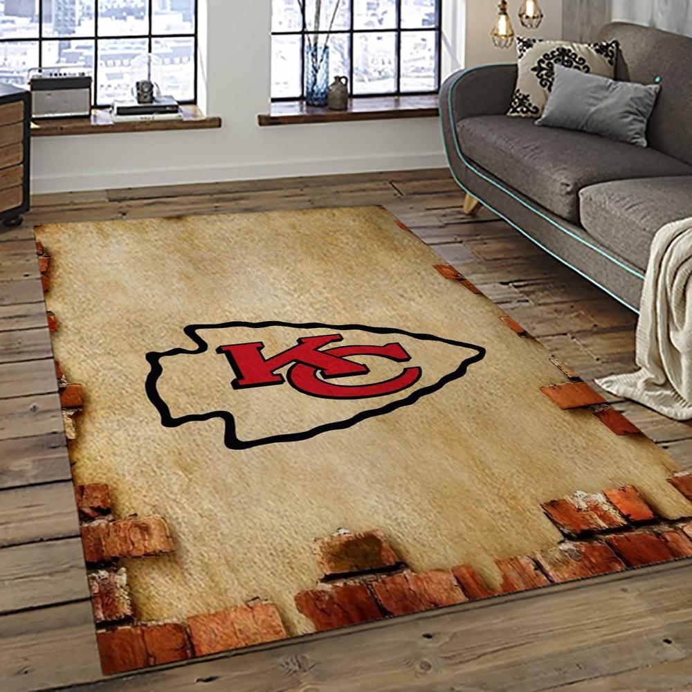 NFL Kansas City Chiefs Football Team Logo Sport Carpet Rectangle Area Rug For Living Room KCC79