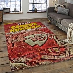NFL Kansas City Chiefs Football Team Logo Sport Carpet Rectangle Area Rug For Living Room KCC84