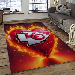 NFL Kansas City Chiefs Football Team Logo Sport Carpet Rectangle Area Rug For Living Room KCC88
