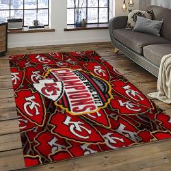 NFL Kansas City Chiefs Football Team Logo Sport Carpet Rectangle Area Rug For Living Room KCC91