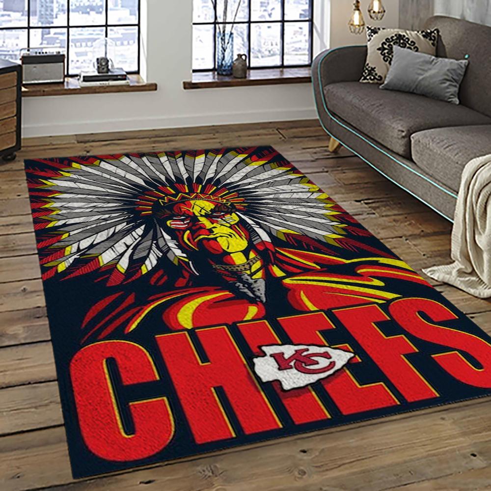 NFL Kansas City Chiefs Football Team Logo Sport Carpet Rectangle Area Rug For Living Room KCC95