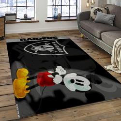 NFL Las Vegas Raiders Football Team Logo Sport Carpet Rectangle Area Rug For Living Room LVRD05