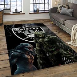 NFL Las Vegas Raiders Football Team Logo Sport Carpet Rectangle Area Rug For Living Room LVRD07