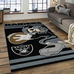 NFL Las Vegas Raiders Football Team Logo Sport Carpet Rectangle Area Rug For Living Room LVRD10
