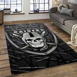 NFL Las Vegas Raiders Football Team Logo Sport Carpet Rectangle Area Rug For Living Room LVRD12