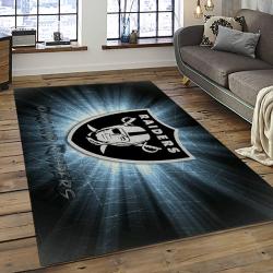 NFL Las Vegas Raiders Football Team Logo Sport Carpet Rectangle Area Rug For Living Room LVRD17