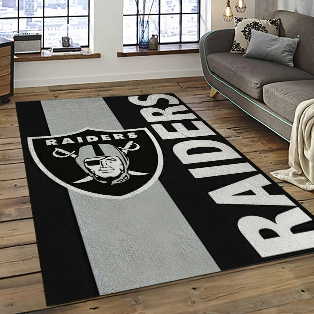 NFL Las Vegas Raiders Football Team Logo Sport Carpet Rectangle Area Rug For Living Room LVRD22