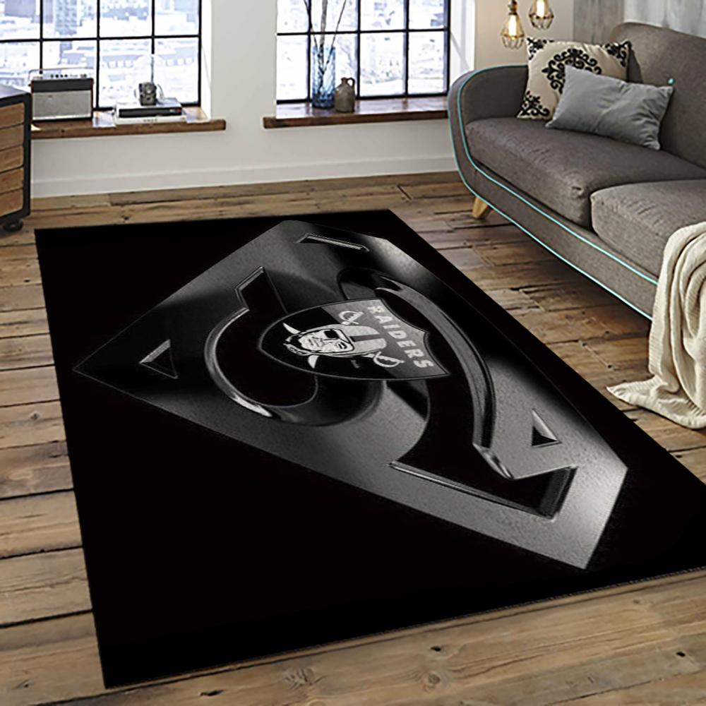NFL Las Vegas Raiders Football Team Logo Sport Carpet Rectangle Area Rug For Living Room LVRD24