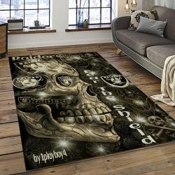 NFL Las Vegas Raiders Football Team Logo Sport Carpet Rectangle Area Rug For Living Room LVRD27