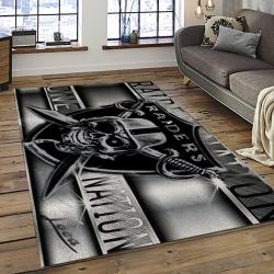 NFL Las Vegas Raiders Football Team Logo Sport Carpet Rectangle Area Rug For Living Room LVRD31