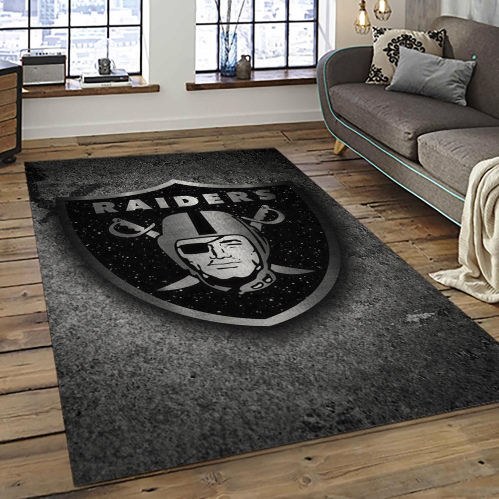 NFL Las Vegas Raiders Football Team Logo Sport Carpet Rectangle Area Rug For Living Room LVRD35