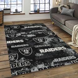 NFL Las Vegas Raiders Football Team Logo Sport Carpet Rectangle Area Rug For Living Room LVRD41