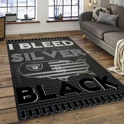 NFL Las Vegas Raiders Football Team Logo Sport Carpet Rectangle Area Rug For Living Room LVRD44