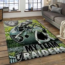 NFL Las Vegas Raiders Football Team Logo Sport Carpet Rectangle Area Rug For Living Room LVRD53