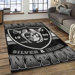 NFL Las Vegas Raiders Football Team Logo Sport Carpet Rectangle Area Rug For Living Room LVRD58