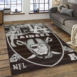 NFL Las Vegas Raiders Football Team Logo Sport Carpet Rectangle Area Rug For Living Room LVRD64