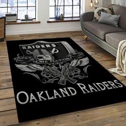NFL Las Vegas Raiders Football Team Logo Sport Carpet Rectangle Area Rug For Living Room LVRD65