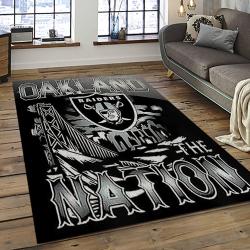 NFL Las Vegas Raiders Football Team Logo Sport Carpet Rectangle Area Rug For Living Room LVRD66