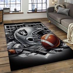 NFL Las Vegas Raiders Football Team Logo Sport Carpet Rectangle Area Rug For Living Room LVRD68
