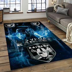 NFL Las Vegas Raiders Football Team Logo Sport Carpet Rectangle Area Rug For Living Room LVRD71