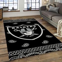 NFL Las Vegas Raiders Football Team Logo Sport Carpet Rectangle Area Rug For Living Room LVRD74