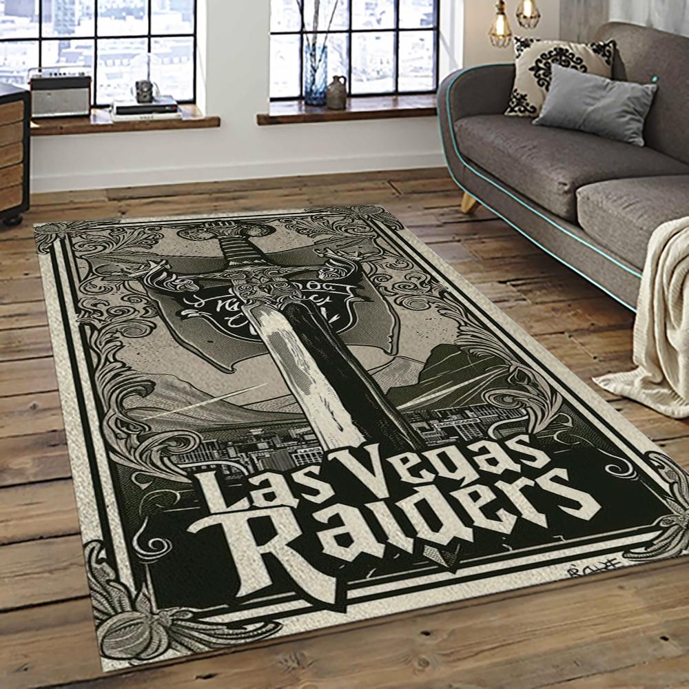 NFL Las Vegas Raiders Football Team Logo Sport Carpet Rectangle Area Rug For Living Room LVRD75