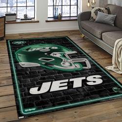 NFL New York Jets Football Team Logo Sport Carpet Rectangle Area Rug For Living Room NYJ18