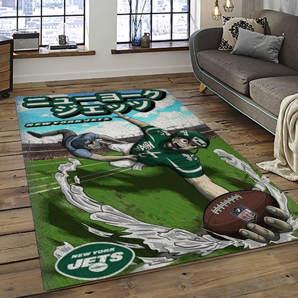 NFL New York Jets Football Team Logo Sport Carpet Rectangle Area Rug For Living Room NYJ31