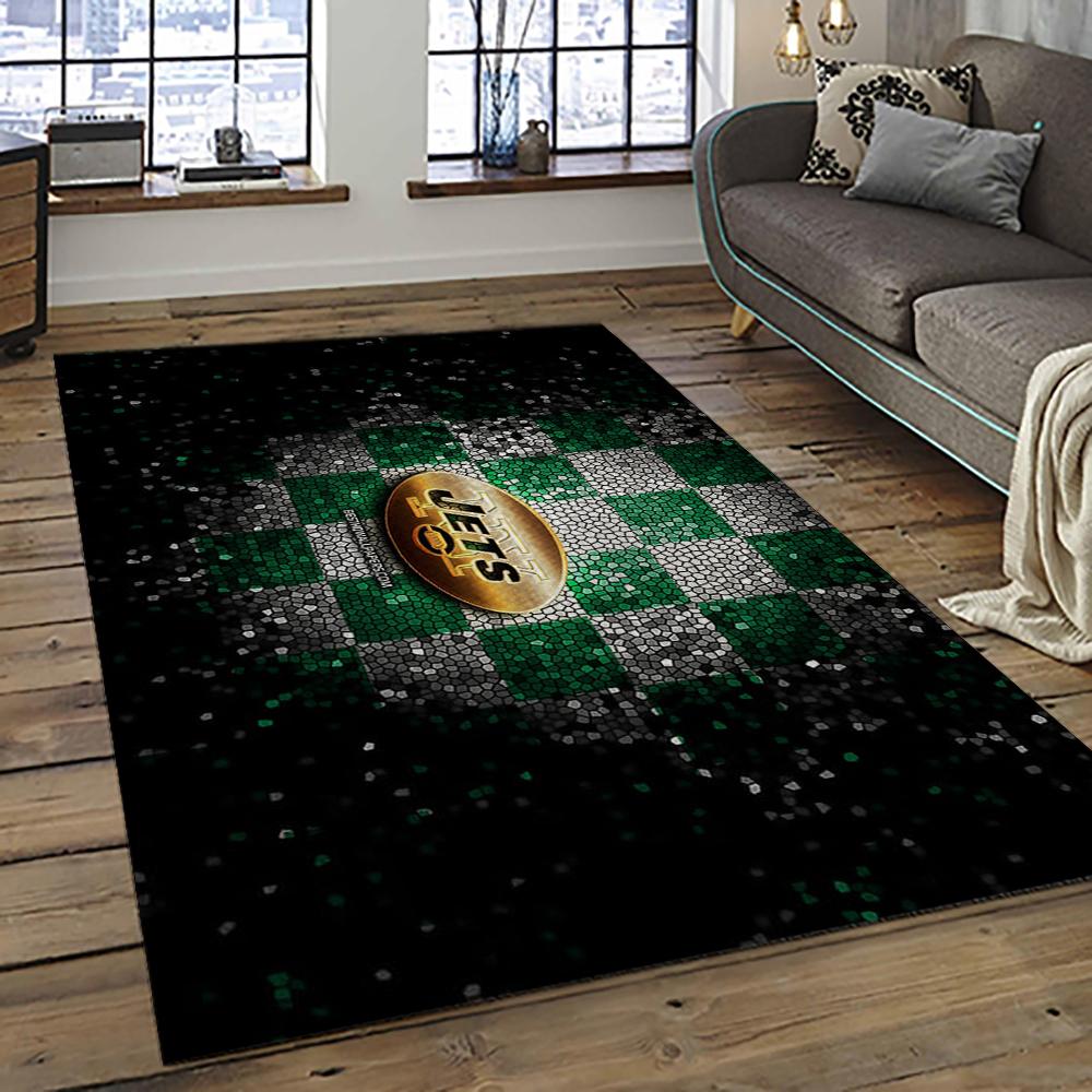 NFL New York Jets Football Team Logo Sport Carpet Rectangle Area Rug For Living Room NYJ46