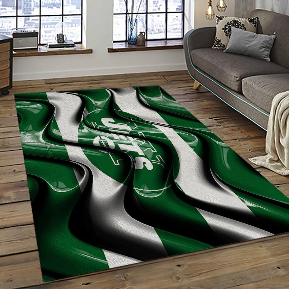 NFL New York Jets Football Team Logo Sport Carpet Rectangle Area Rug For Living Room NYJ48