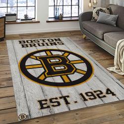 NHL Boston Bruins Hockey Team Logo Sport Carpet Rectangle Area Rug For Living Room BB01