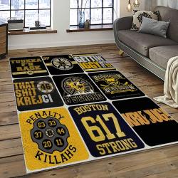 NHL Boston Bruins Hockey Team Logo Sport Carpet Rectangle Area Rug For Living Room BB07