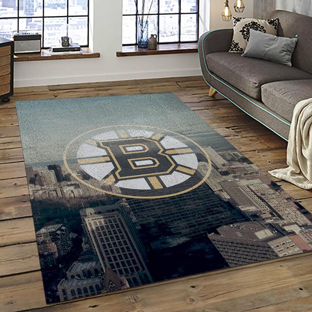 NHL Boston Bruins Hockey Team Logo Sport Carpet Rectangle Area Rug For Living Room BB25