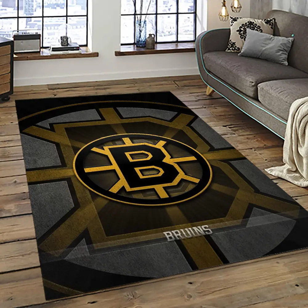 NHL Boston Bruins Hockey Team Logo Sport Carpet Rectangle Area Rug For Living Room BB37