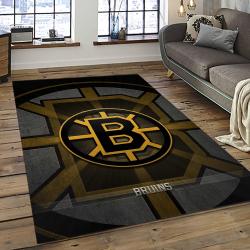 NHL Boston Bruins Hockey Team Logo Sport Carpet Rectangle Area Rug For Living Room BB37