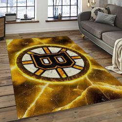 NHL Boston Bruins Hockey Team Logo Sport Carpet Rectangle Area Rug For Living Room BB51