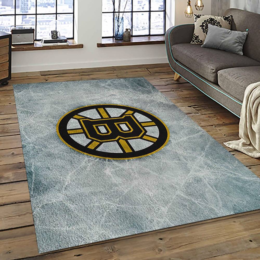 NHL Boston Bruins Hockey Team Logo Sport Carpet Rectangle Area Rug For Living Room BB53