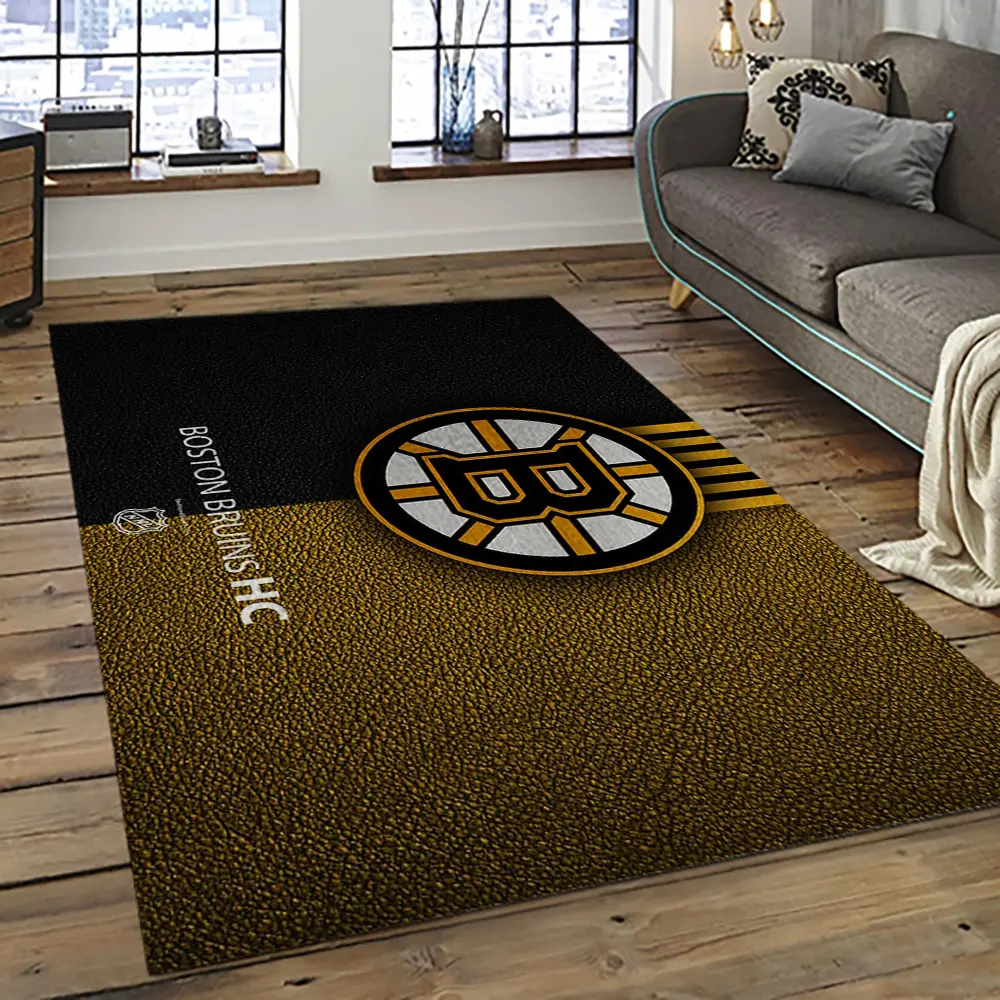 NHL Boston Bruins Hockey Team Logo Sport Carpet Rectangle Area Rug For Living Room BB63