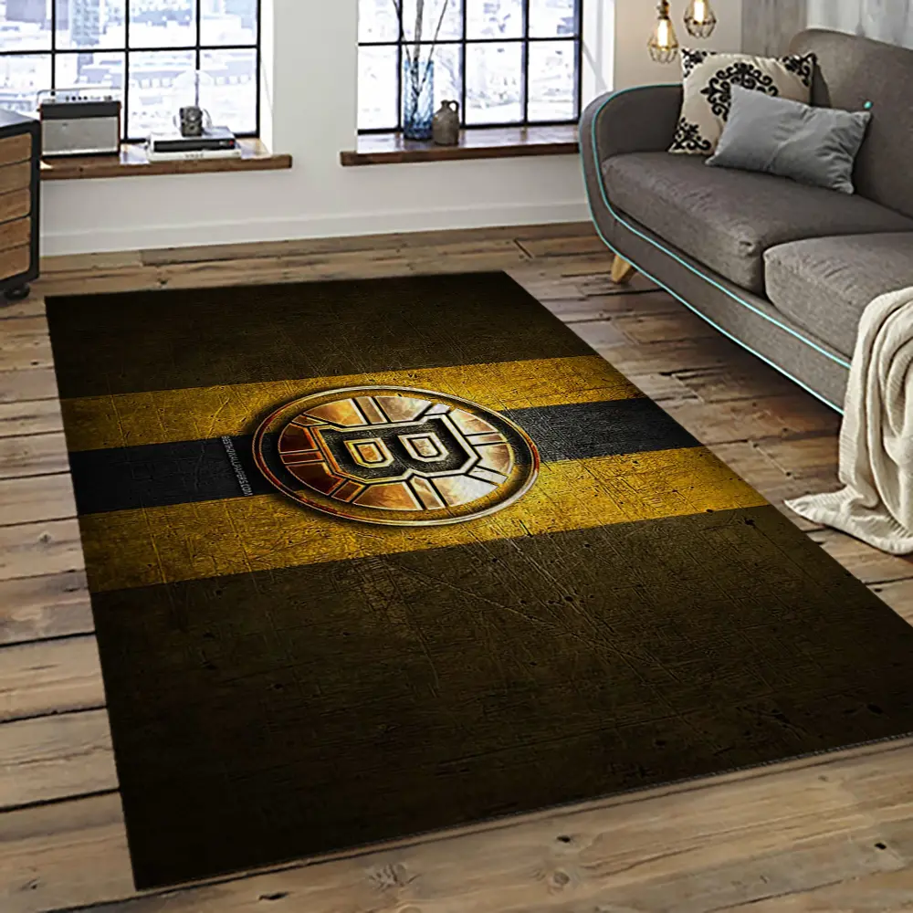 NHL Boston Bruins Hockey Team Logo Sport Carpet Rectangle Area Rug For Living Room BB74
